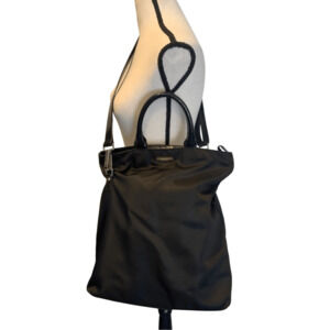 GUCCI Tote Bag Large Shoulder Leather Black Nylon